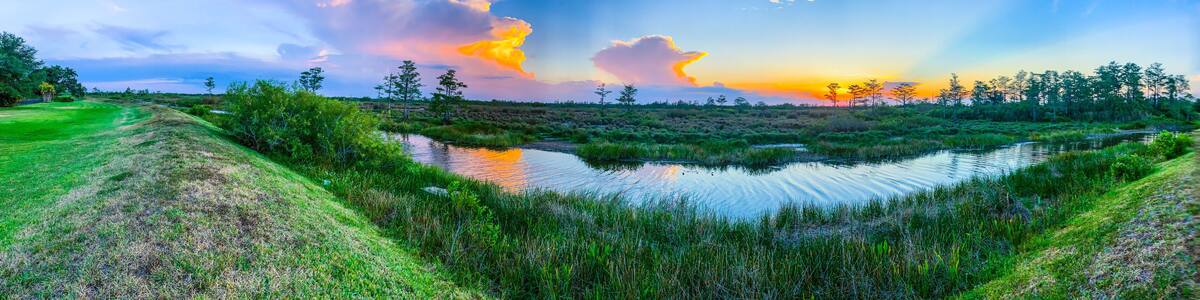 wild river sunset sky in nature