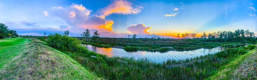 wild river sunset sky in nature