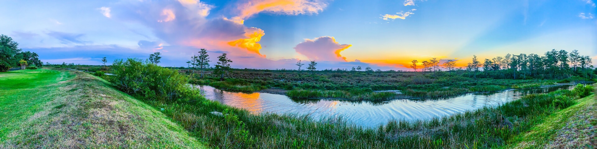 wild river sunset sky in nature