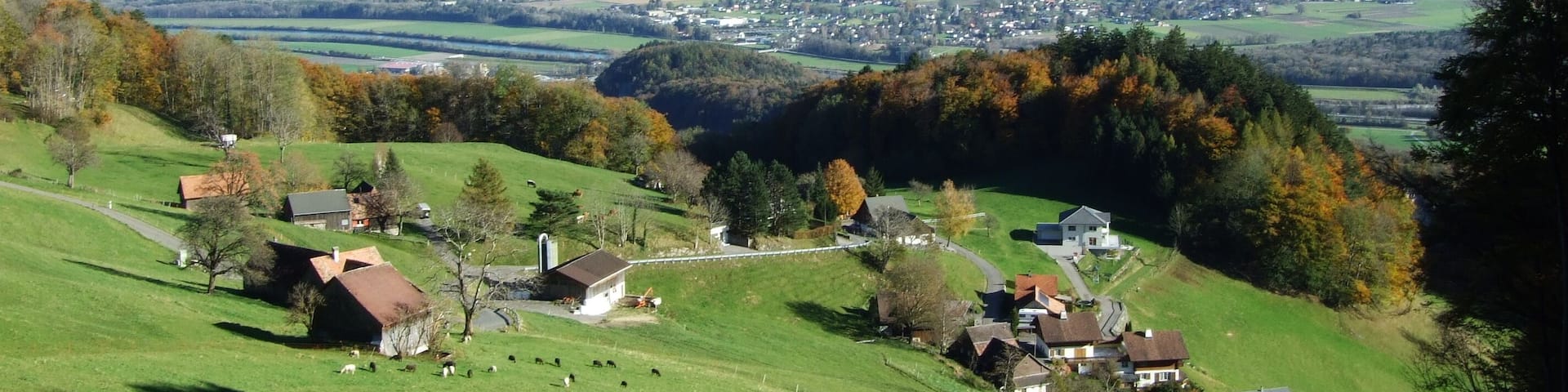 View on the river Rhine valley (Rheintal) from the Alpstein mountain range, Oberriet SG - Canton of St. Gallen, Switzerland
