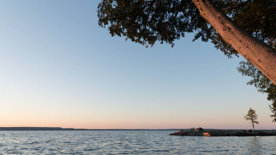 Lake Manitou shoreline sunset landscape on Manitoulin Island