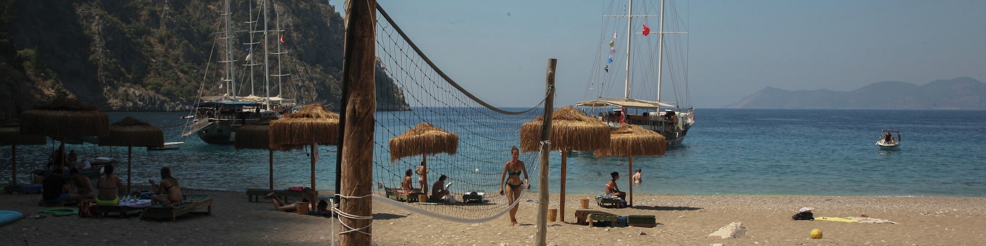 Butterfly valley Turkey.  #BeachTips
You can walk up to the Lycian way, through dappled orchards, woods and waterfalls, and in season, swarms of butterflies.