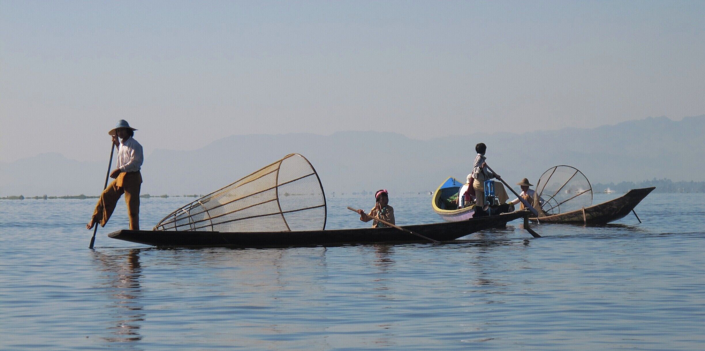 Intha fishermen on Inle lake. A peaceful place in the heart of Myanmar.