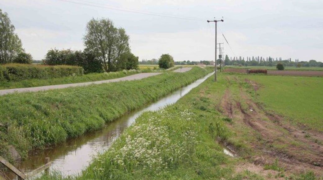 Road and ditch alongside each other Looking from the Wroot road southwards.