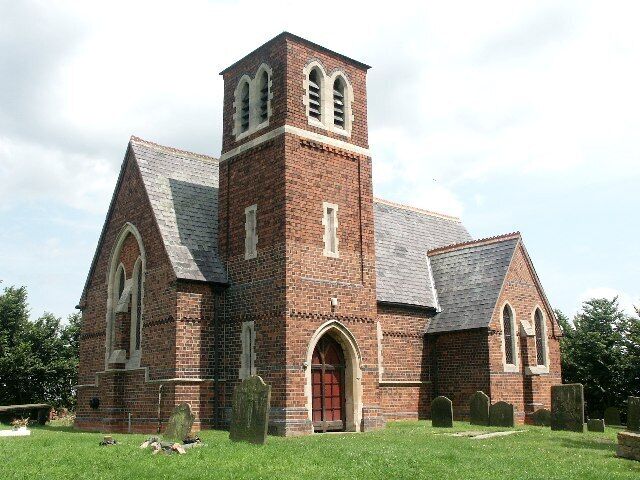 St Pancras' parish church, Wroot, Lincolnshire, seen from the southwest. John Wesley was curate here 1727–29. The present church was built in 1878.