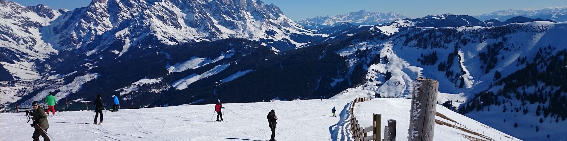 View from the top of the chair lift at Aberg, one of the ski fields near Maria Alm. Really nice skiing area and lots of on the mountain cafes and accommodation.. Though the night life isn't the best, more of a family mountain.