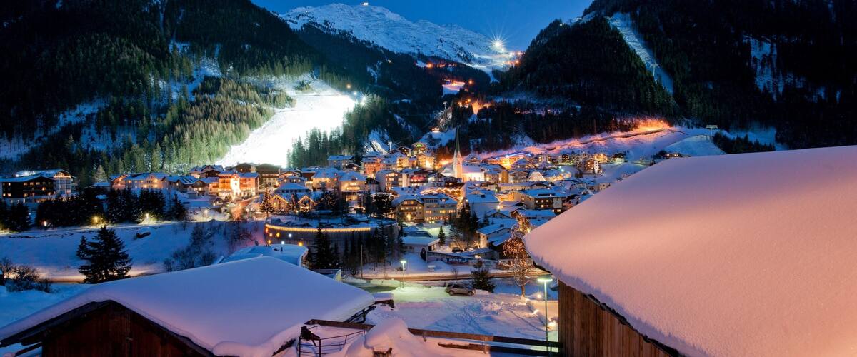 Ischgl featuring snow, a small town or village and night scenes