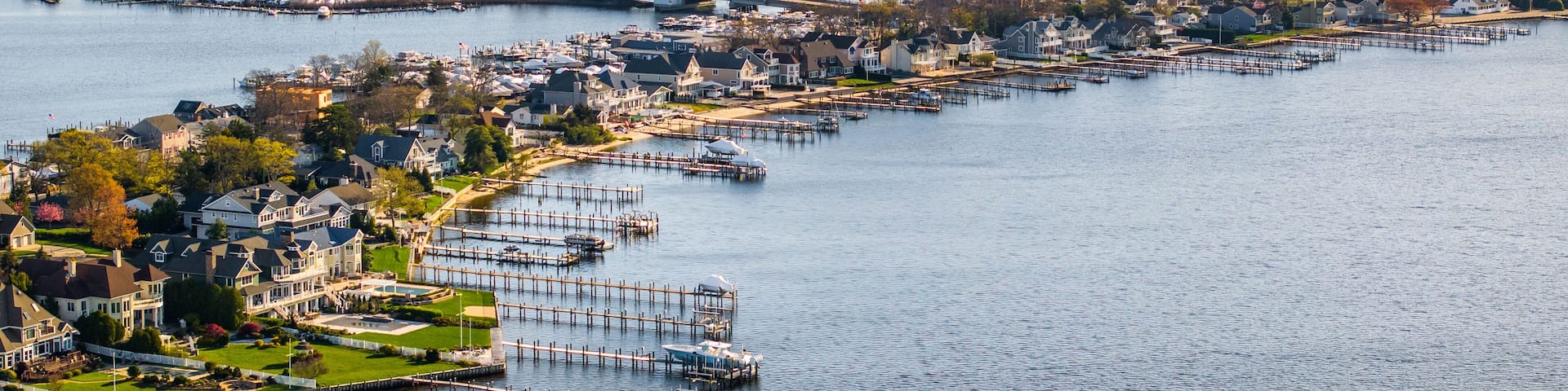 Brick New Jersey Beach homes from an aerial view