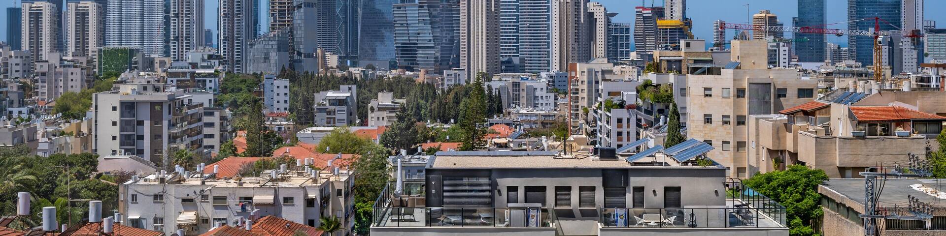 Panoramic view of Tel Aviv skyline.
