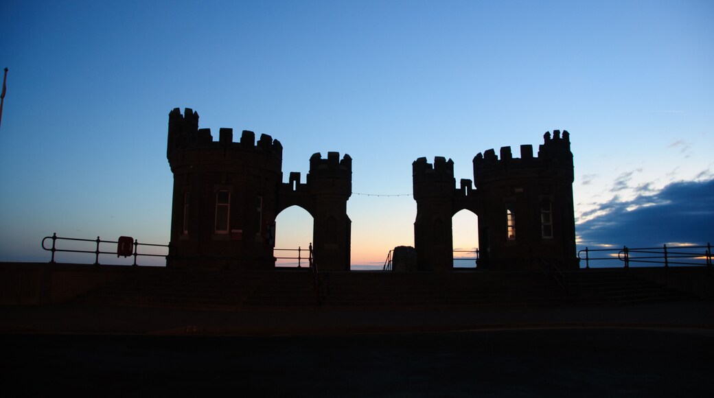 Withernsea seafront showing the twin towers