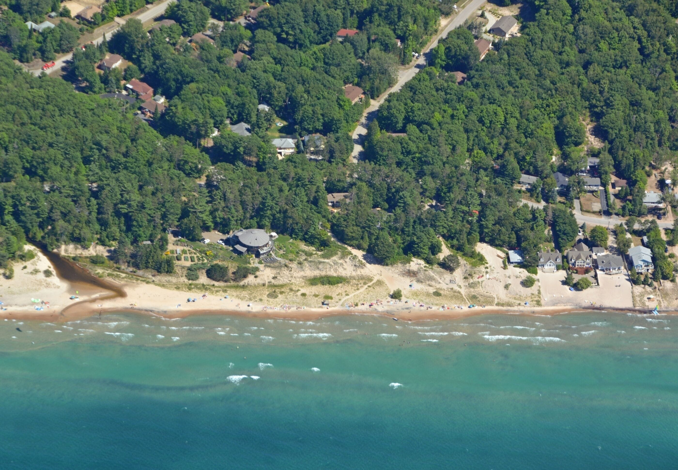 aerial view of the south eastern Georgian bay near Georgina Beach Ontario Canada