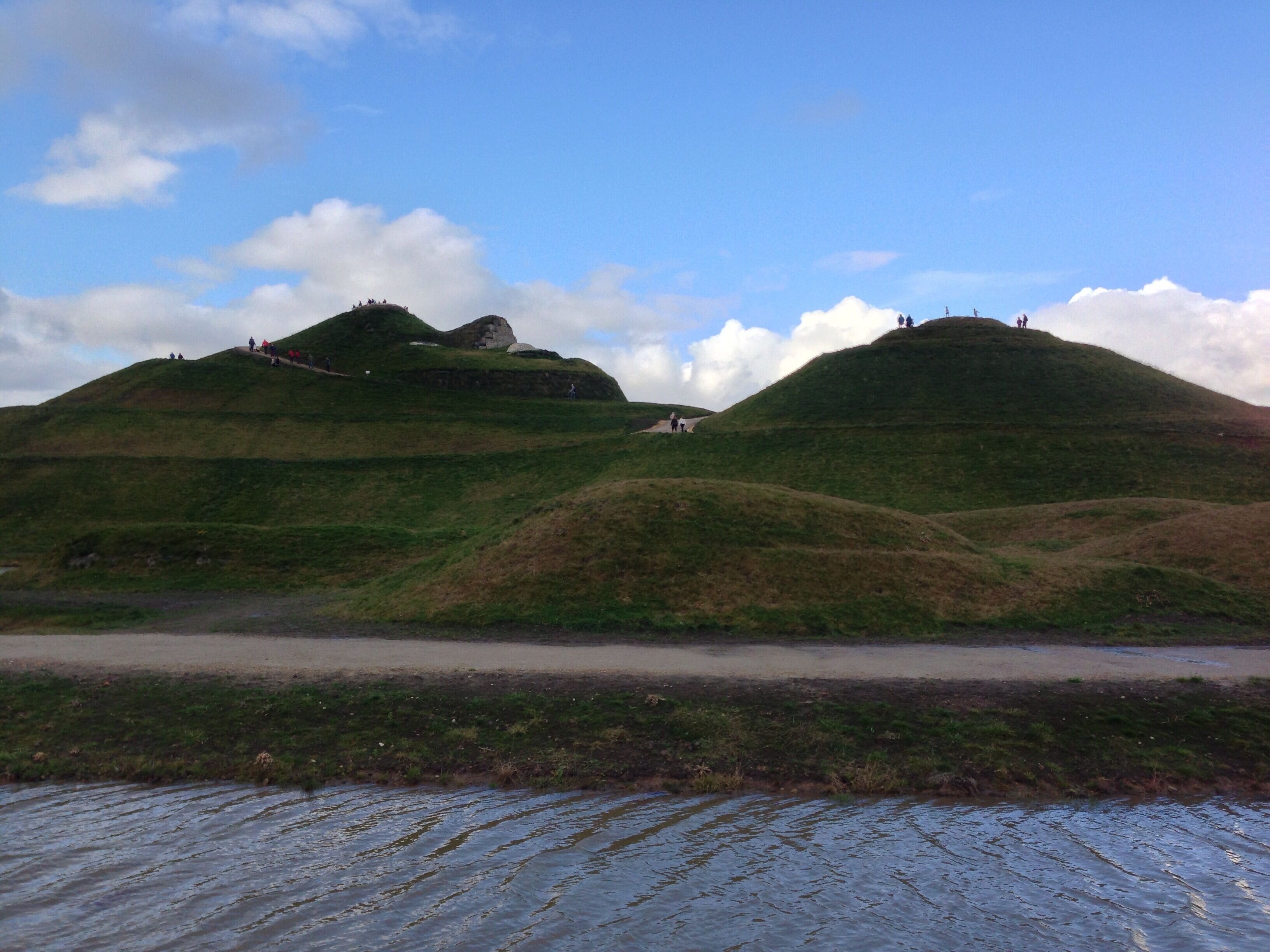 The face, right breast and right arm of the Northumberlandia land form sculpture
