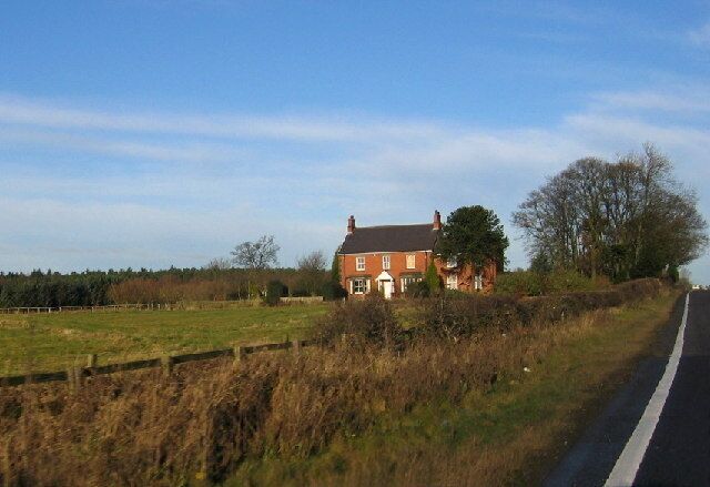 Plessy South Moor Farm. From the A1068 looking north