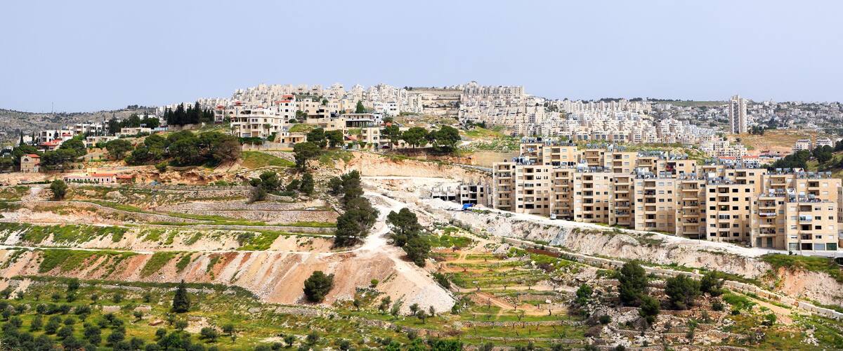 A hillside settlement with terraced fields and residential buildings.