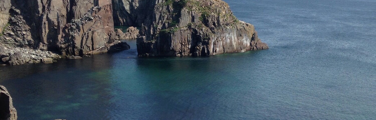 Rocks on blue and green