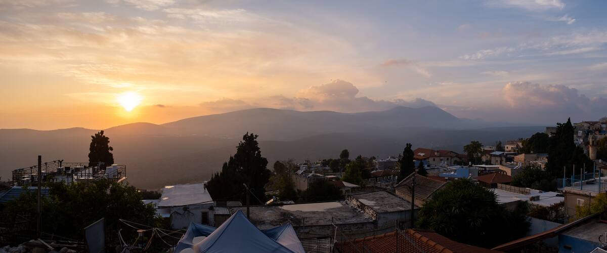 Amazing sunset at Safed, the city at Northern district