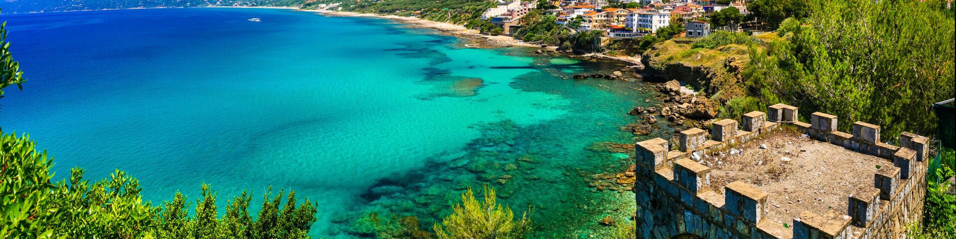 Palinuro Italy amazing beaches and turquoise sea in Cilento National Park aerial panorama 12K high resolution World Print mediterranean aesthetics Campania coast travel wall art interior decor