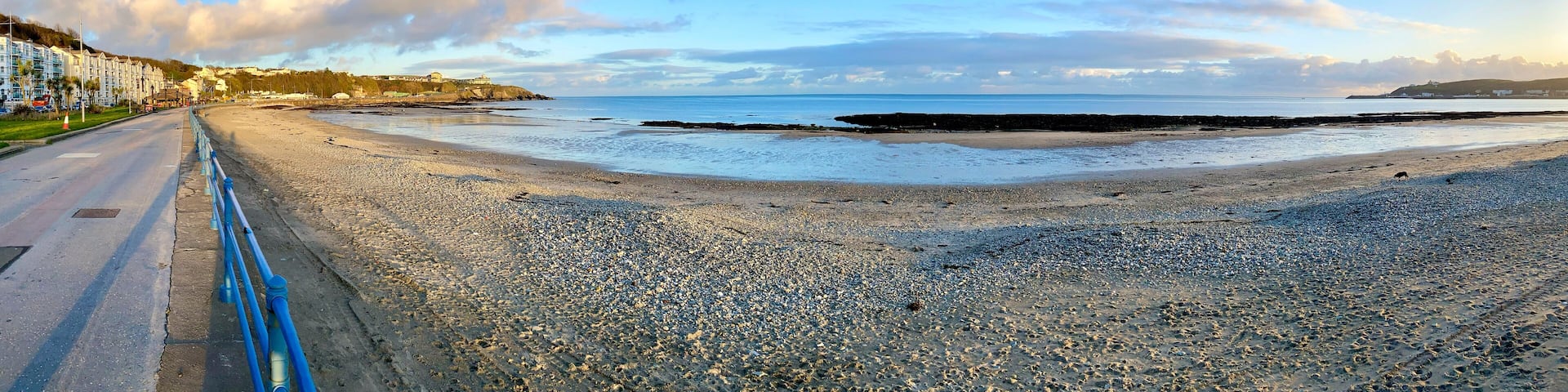 The Promenade and sandy beach of Douglas, looking towards Onchan on the beautiful Isle of Man