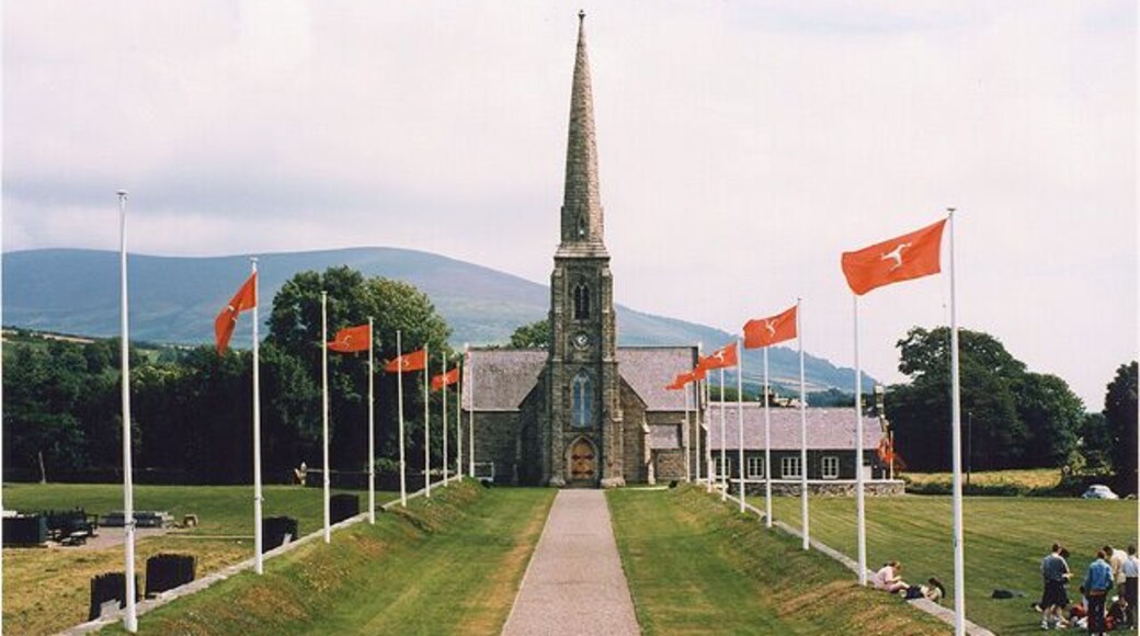 St Johns Church with IOM Flags.