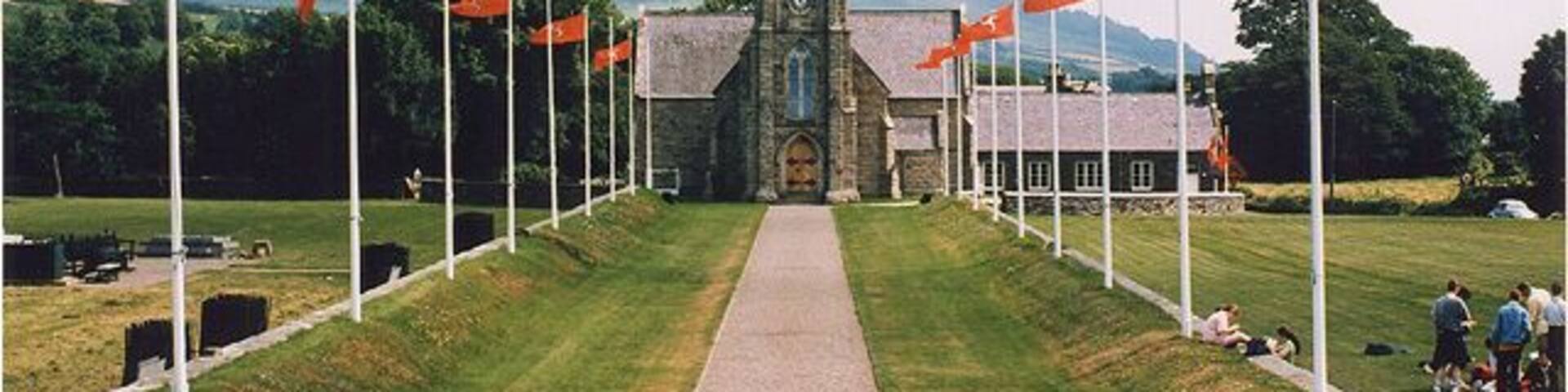 St Johns Church with IOM Flags.