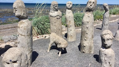 Sculptures by Marcel Gagnon along the banks of the St Lawrence River.