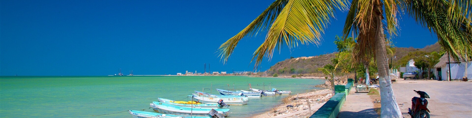 Seybaplaya showing rocky coastline, tropical scenes and a sandy beach