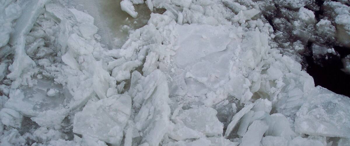 A pile of broken ice chunks.
