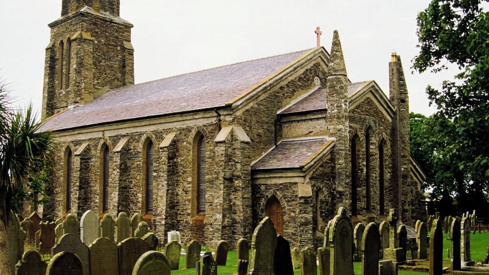 Cemetery at St. Mary's Church, Ballaugh, Isle of Man, British Isles