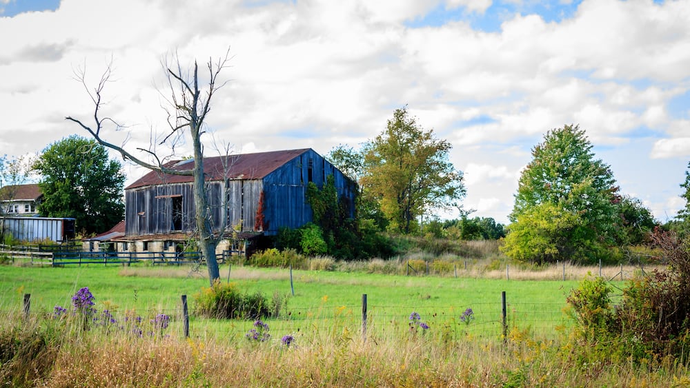 An old barn in the autumn sun. Hartville, Ohio, October 2016.