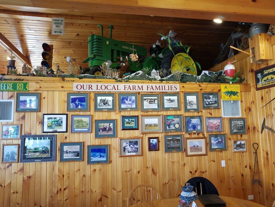 Some of the farm paraphernalia inside the restaurant.
