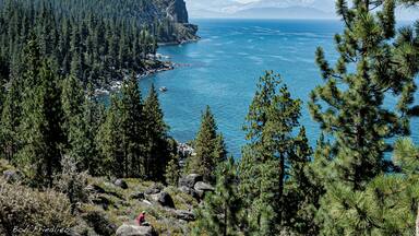 Overlooking Lake Tahoe from Hwy 50 on the Nevada side of lake. Cave Rock can be seen in the upper left of the photo. Always a spectacular view!