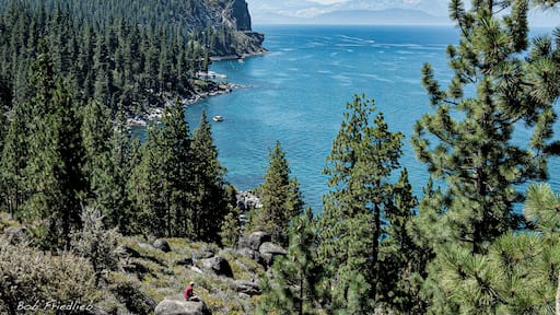 Overlooking Lake Tahoe from Hwy 50 on the Nevada side of lake. Cave Rock can be seen in the upper left of the photo. Always a spectacular view!