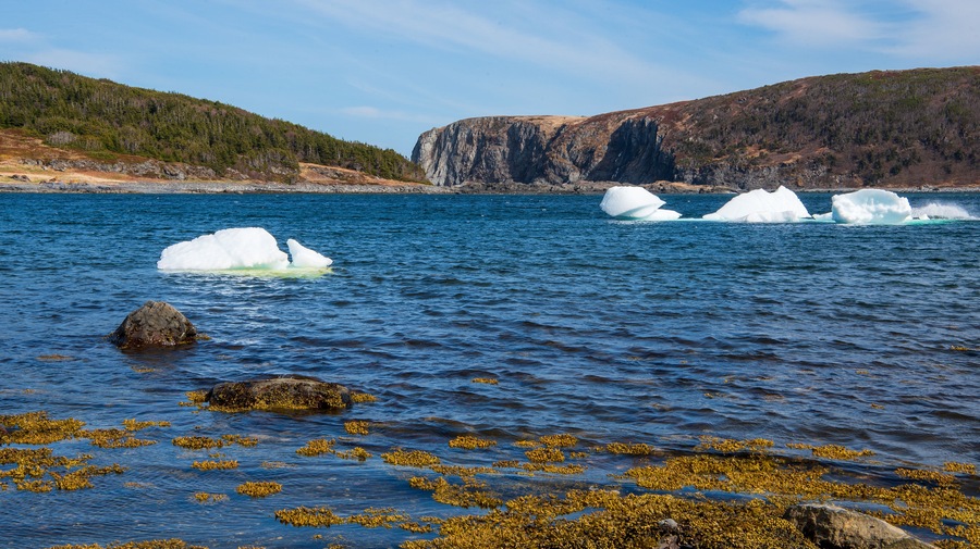 The final gasp of an iceberg. The rear portion of an iceberg sheared off, creating a massive splash to the right.