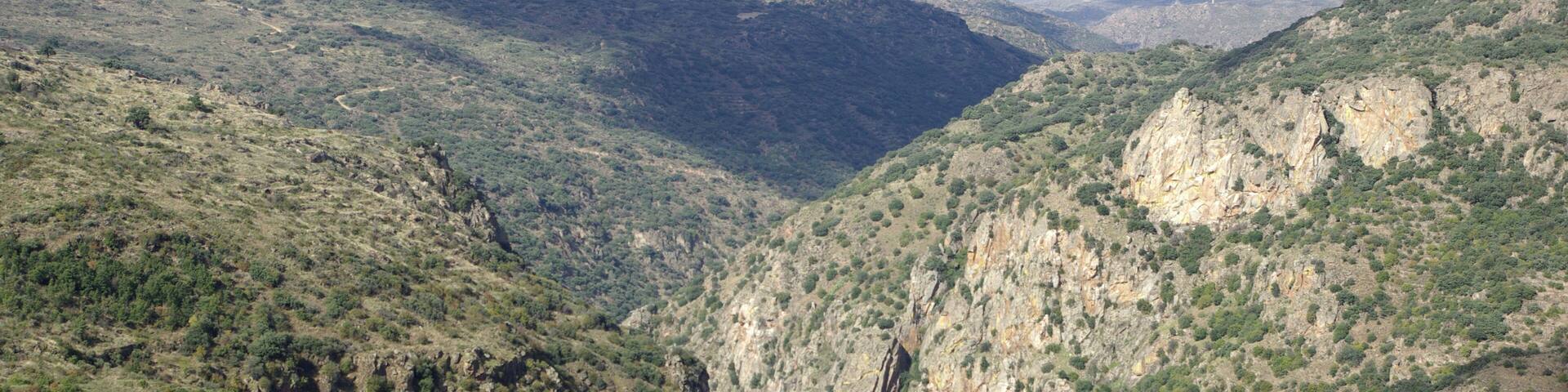 River Águeda from the hermitage of Santo Andrés, Almofala (Guarda, Portugal). Spain is on the right (West, right side of the picture) bank and Portugal on the left (East, left side of the picture).