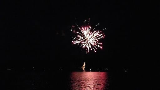 Fireworks over a lake are incredible! You get the gorgeous fireworks plus the amazing color reflections on the lake: red, blue, green, purple, yellow, white... really beautiful.
July 4th celebration on Crystal Lake in Gray, Maine