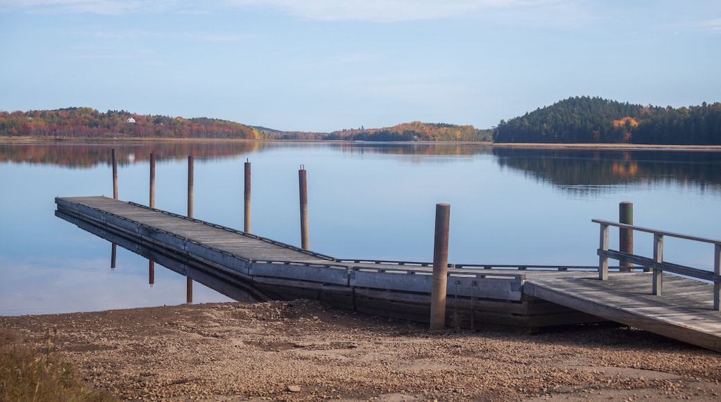 Machiasport Maine Pier and Mountains Reflection in water