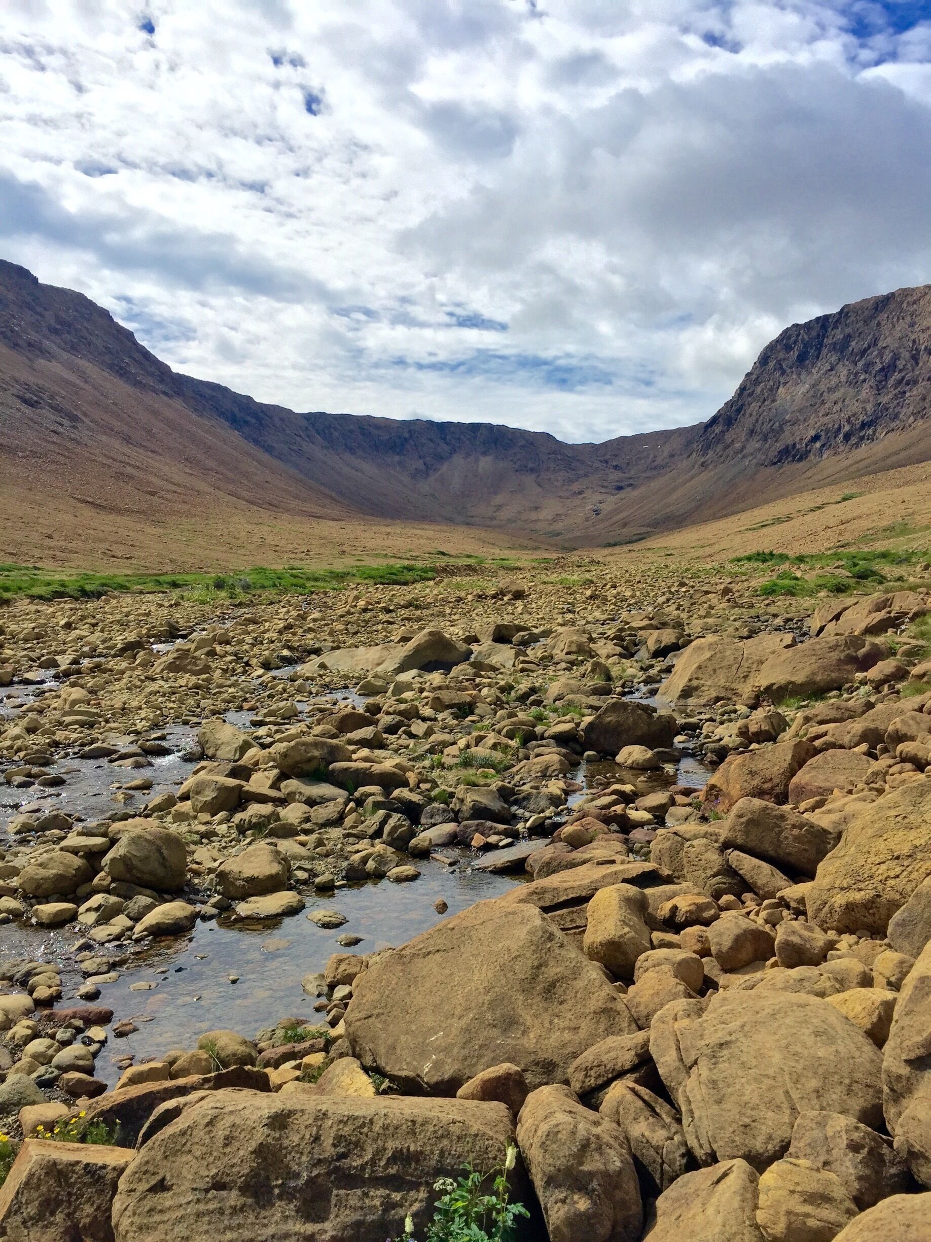 4km return easy trail is a good starting point in Gros Morne National Park. The main trail follows an old roadbed as it skirts the base of the mountain. Geology here marks a time when the continents of Africa and North America Collided, pushing these rocks, originally beneath the ocean, to their present position on land.
Walk upon the Earth’s mantle - normally found far below the crust. 