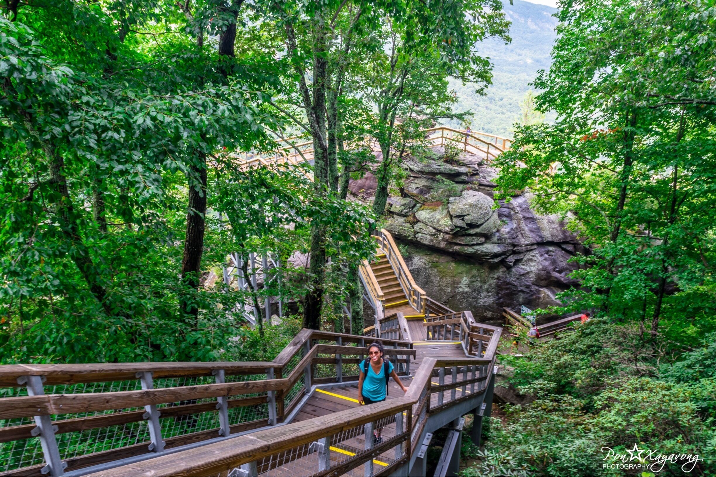 31 flights of stairs, to the top of the Chimney in about 25 minutes.

