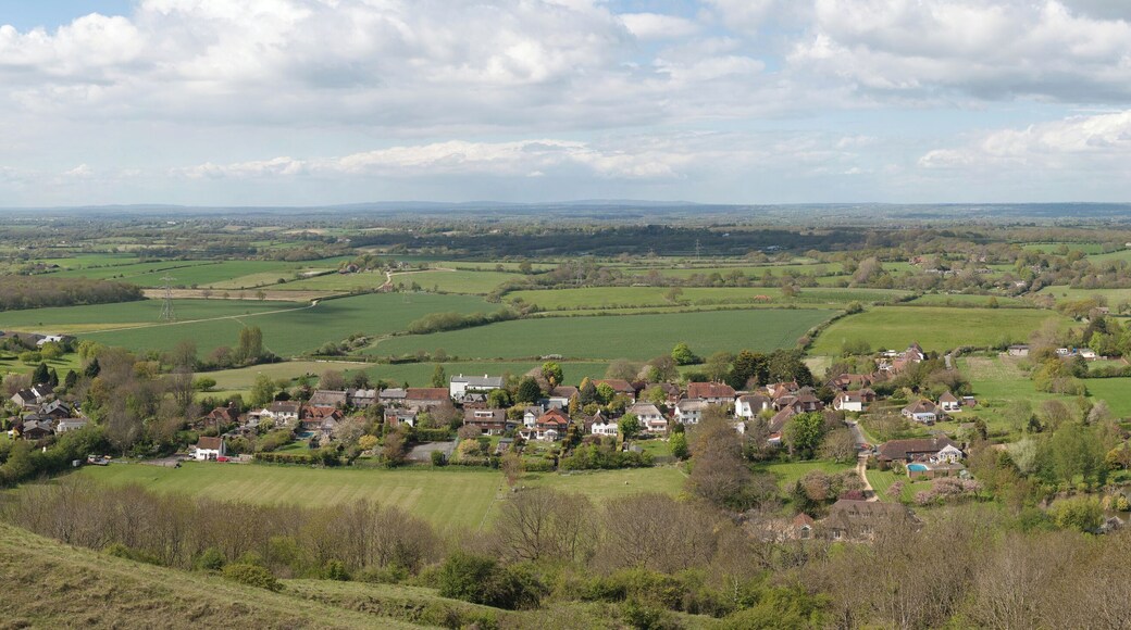 The village of Fulking and surrounds in West Sussex, England, viewed from Devil's Dyke.