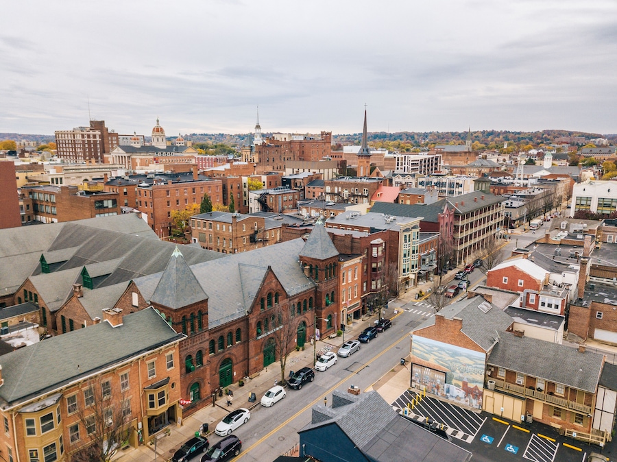 Downtown York, Pennsylvania off Beaver street in the Historic District