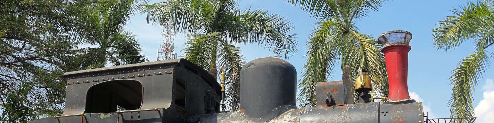 Side view of a steam locomotive used as transportation in wood exploitation activities from the Cepu forest area in 1915 - 2010