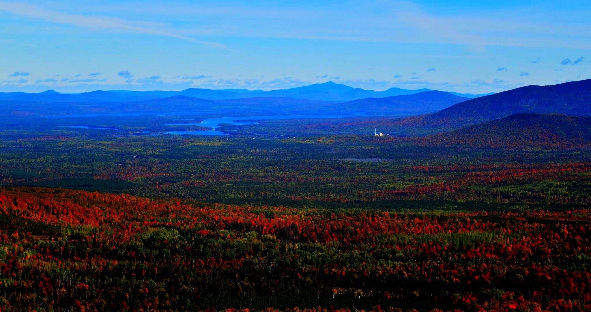 View if Stratton Maine from Quill Hill scenic Lookout in Dallas Plantation Maine.