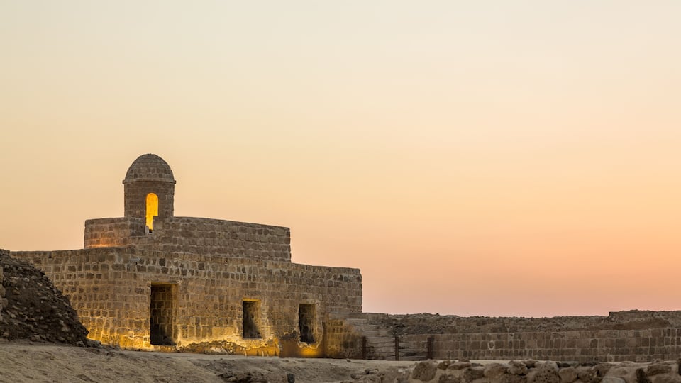 Old Bahrain Fort at Seef at sunset