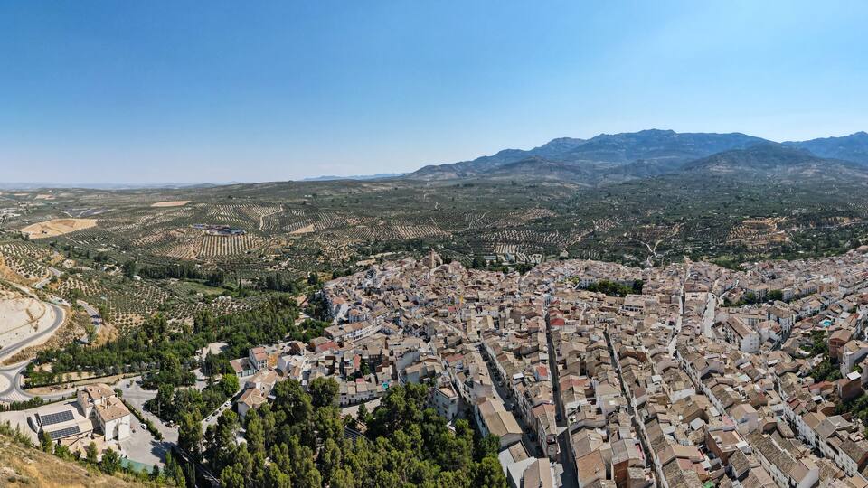 Aerial views from Quesada, Jaén, Andalucía. It's a sunny day in Quesada.