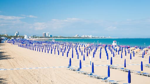 Lignano beach at the Adriatic sea coastline in Italy, Europe during summer.