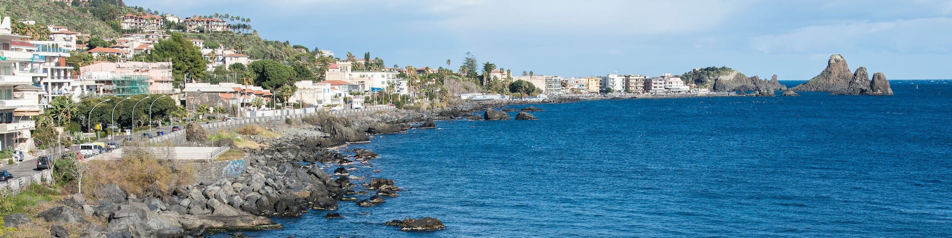 Fishermen boats at Aci Castello. Sicily. Italy.