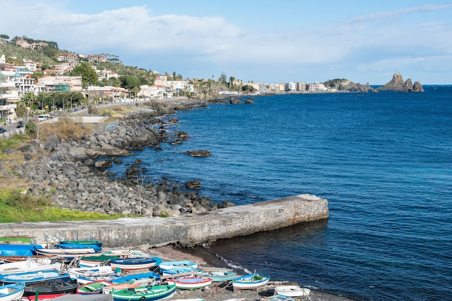 Fishermen boats at Aci Castello. Sicily. Italy.