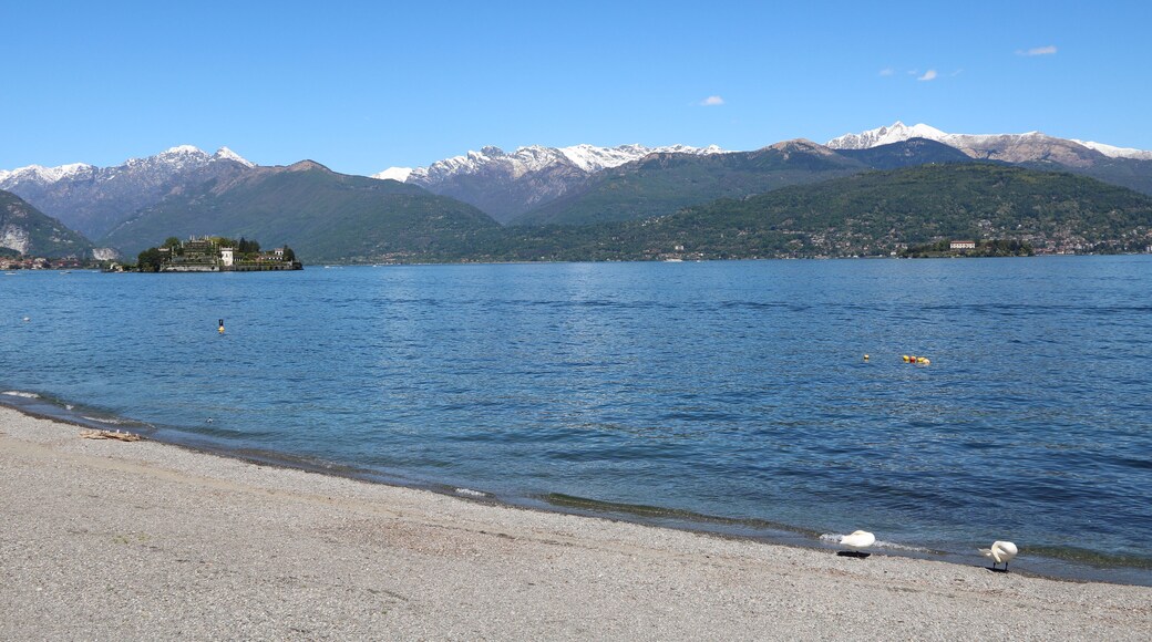 Beach in Stresa at Lake Maggiore, Italy