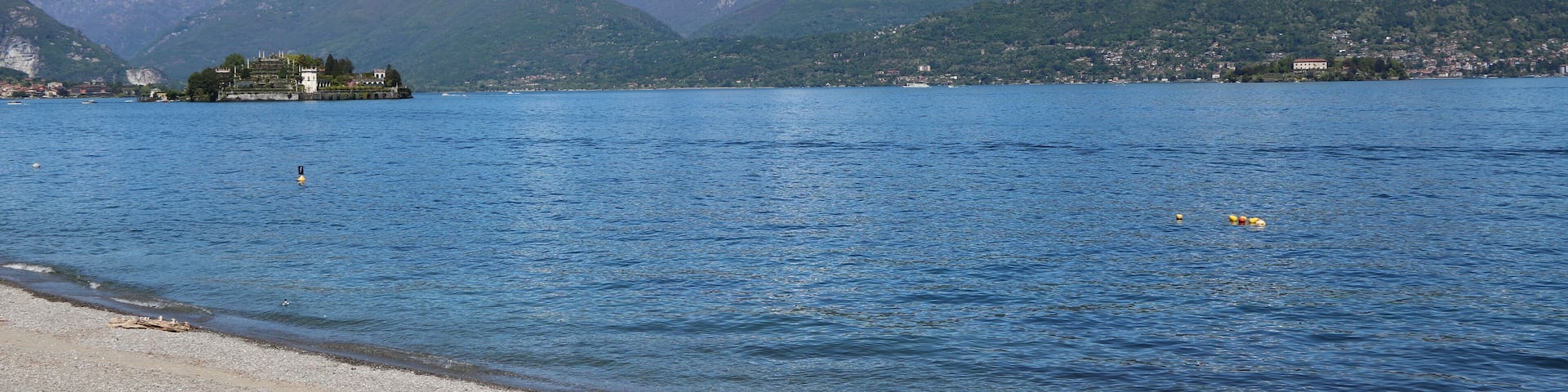 Beach in Stresa at Lake Maggiore, Italy