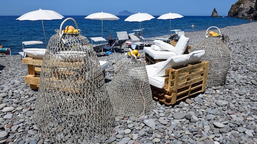 Beach cafe at Canneto, Lipari, Lipari or Aeolian Islands, Sicily, Italy, Europe